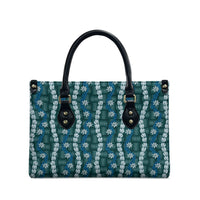 Pikake Maile Tiare Lei Leather Bag Polu Lauhala Pattern LT01 - Polynesian Pride