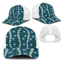 Pikake Maile Tiare Lei Mesh Trucker Cap Polu Lauhala Pattern LT01 - Polynesian Pride