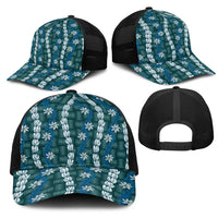 Pikake Maile Tiare Lei Mesh Trucker Cap Polu Lauhala Pattern LT01 - Polynesian Pride