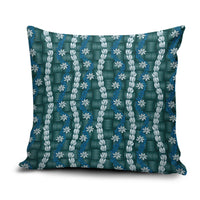 Pikake Maile Tiare Lei Pillow Cover Polu Lauhala Pattern LT01 Blue - Polynesian Pride