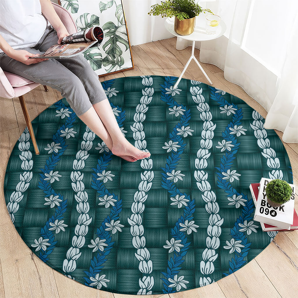 Pikake Maile Tiare Lei Round Carpet Polu Lauhala Pattern LT01 - Polynesian Pride