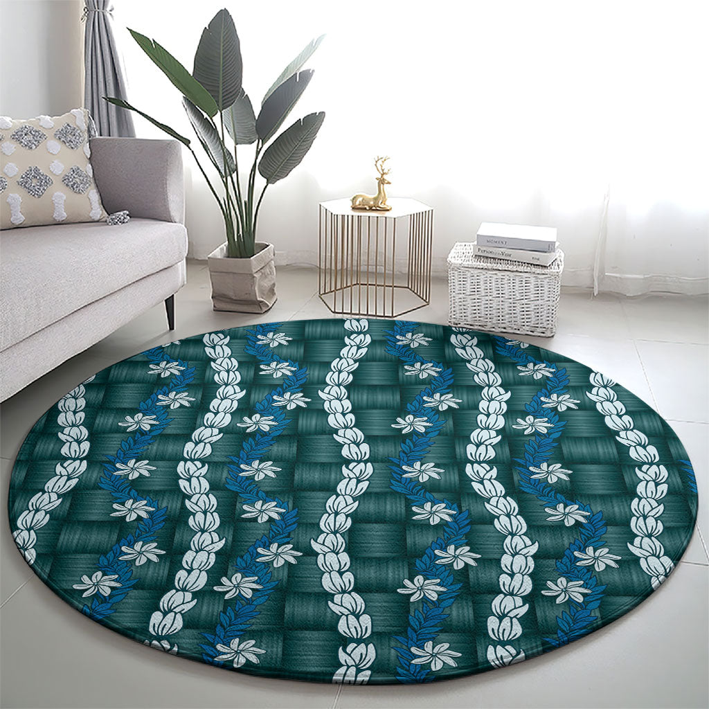 Pikake Maile Tiare Lei Round Carpet Polu Lauhala Pattern LT01 - Polynesian Pride