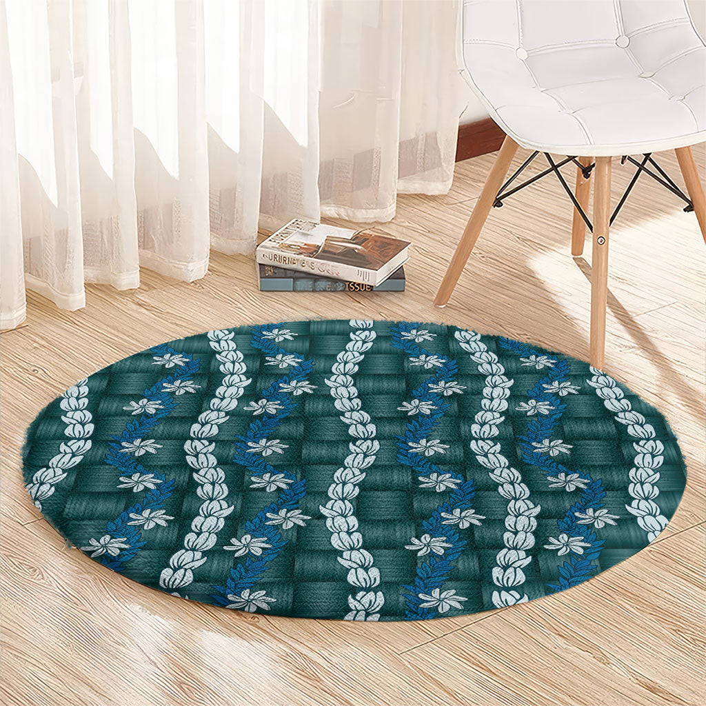 Pikake Maile Tiare Lei Round Carpet Polu Lauhala Pattern LT01 - Polynesian Pride