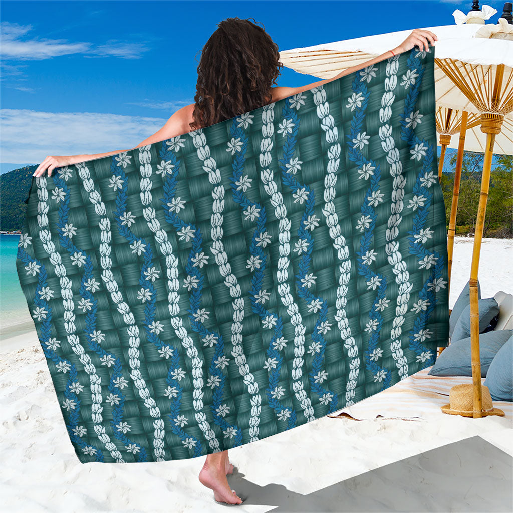 Pikake Maile Tiare Lei Sarong Polu Lauhala Pattern LT01 One Size 44 x 66 inches Blue - Polynesian Pride