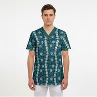 Pikake Maile Tiare Lei Scrub Top Polu Lauhala Pattern LT01 - Polynesian Pride