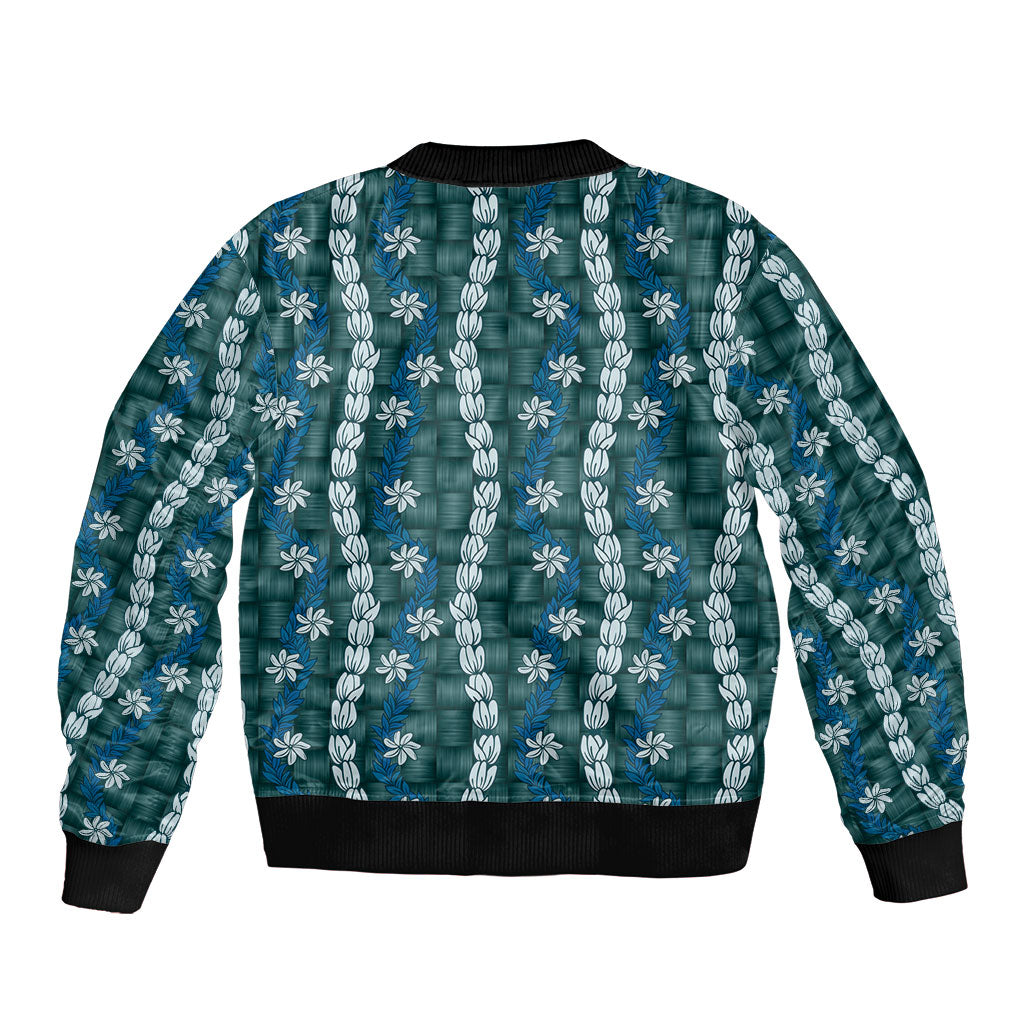 Pikake Maile Tiare Lei Sleeve Zip Bomber Jacket Polu Lauhala Pattern LT01 - Polynesian Pride