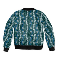 Pikake Maile Tiare Lei Sleeve Zip Bomber Jacket Polu Lauhala Pattern LT01 - Polynesian Pride