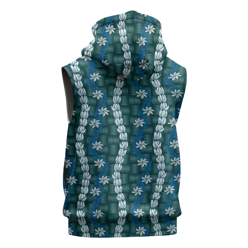 Pikake Maile Tiare Lei Sleeveless Hoodie Polu Lauhala Pattern LT01 - Polynesian Pride