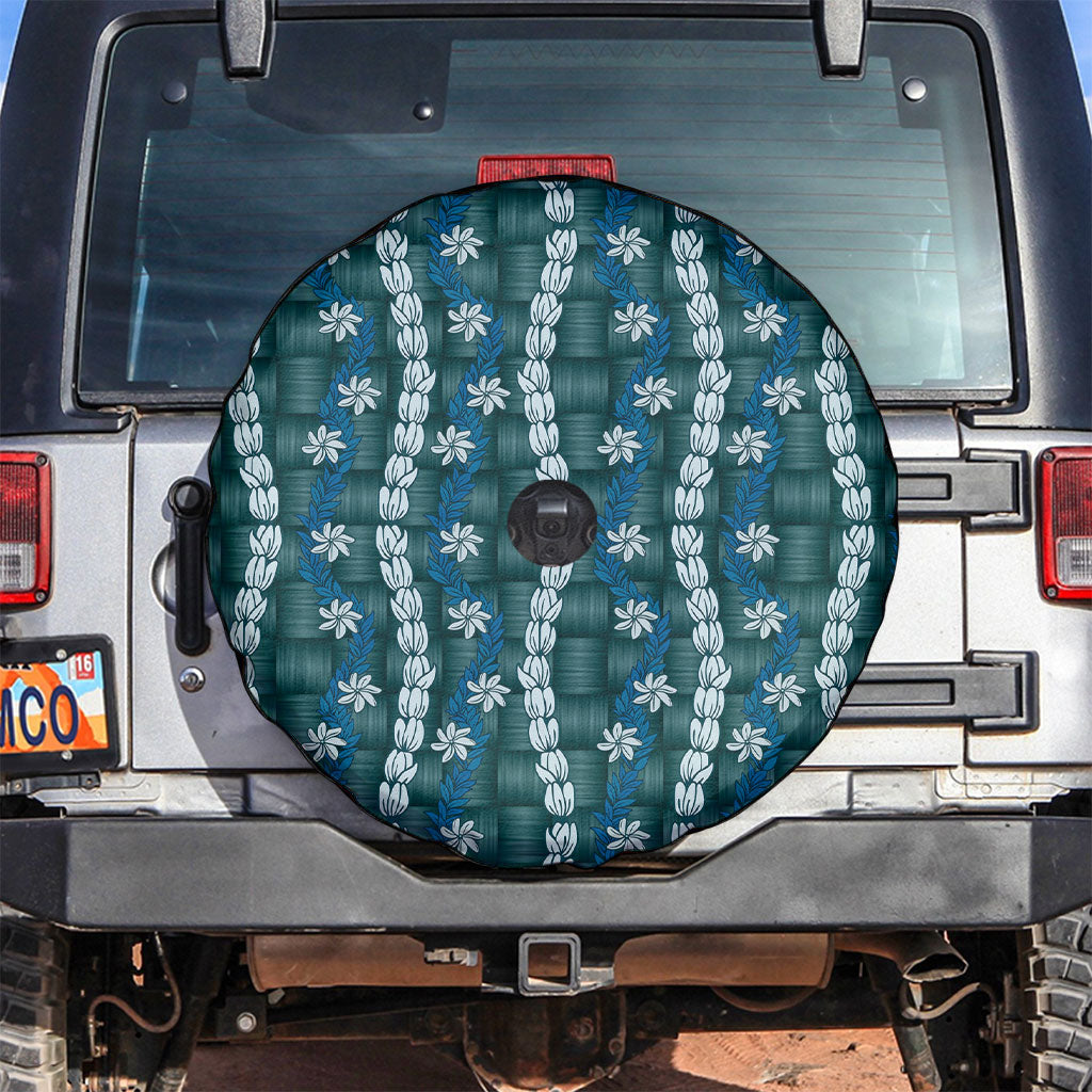 Pikake Maile Tiare Lei Spare Tire Cover Polu Lauhala Pattern LT01 Blue - Polynesian Pride