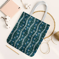 Pikake Maile Tiare Lei Tote Bag Polu Lauhala Pattern LT01 White Strap One Size Blue - Polynesian Pride