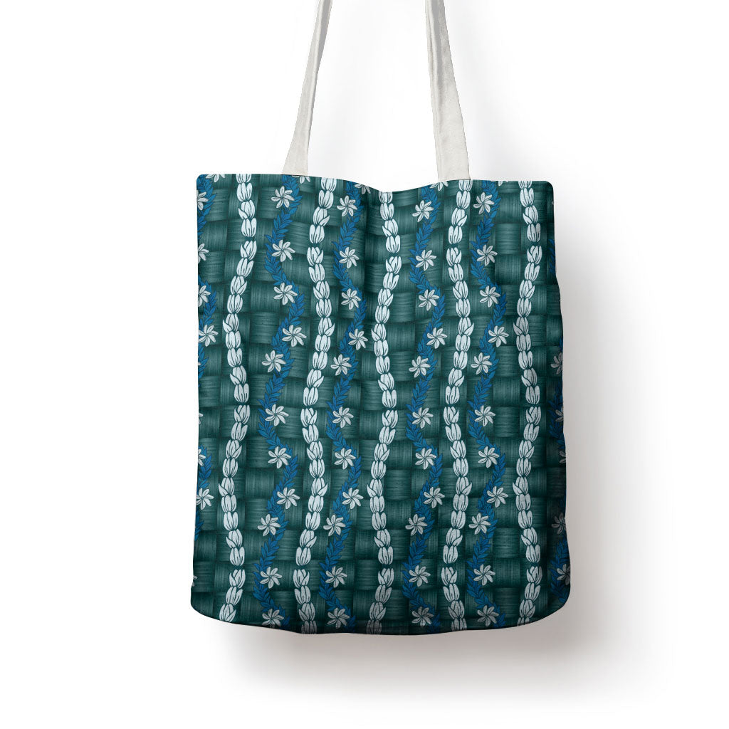 Pikake Maile Tiare Lei Tote Bag Polu Lauhala Pattern LT01 - Polynesian Pride