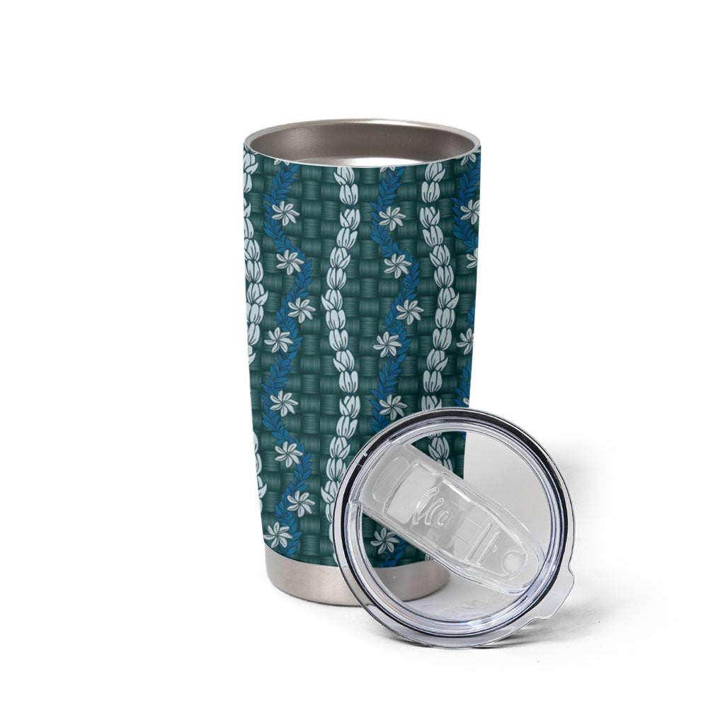 Pikake Maile Tiare Lei Tumbler Cup Polu Lauhala Pattern LT01 - Polynesian Pride