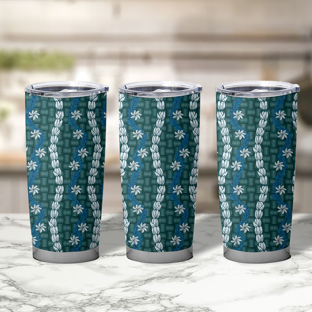Pikake Maile Tiare Lei Tumbler Cup Polu Lauhala Pattern LT01 - Polynesian Pride