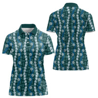 Pikake Maile Tiare Lei Women Polo Shirt Polu Lauhala Pattern LT01 - Polynesian Pride