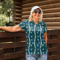 Pikake Maile Tiare Lei Women Polo Shirt Polu Lauhala Pattern LT01 - Polynesian Pride
