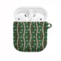 Pikake Maile Tiare Lei AirPods Case Omaomao Lauhala Pattern LT01 Green - Polynesian Pride