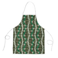 Pikake Maile Tiare Lei Apron Omaomao Lauhala Pattern LT01 Green - Polynesian Pride