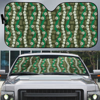 Pikake Maile Tiare Lei Auto Sun Shade Omaomao Lauhala Pattern LT01 Green - Polynesian Pride