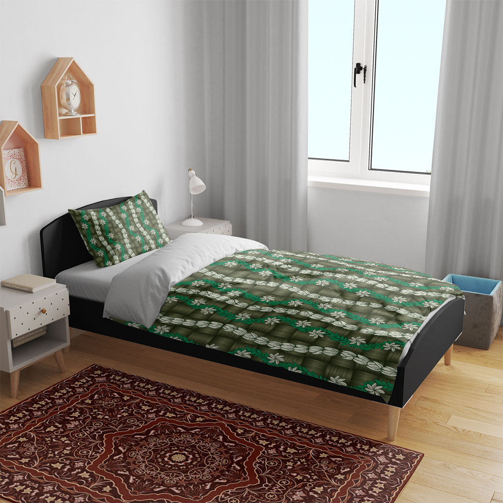 Pikake Maile Tiare Lei Bedding Set Omaomao Lauhala Pattern LT01 - Polynesian Pride