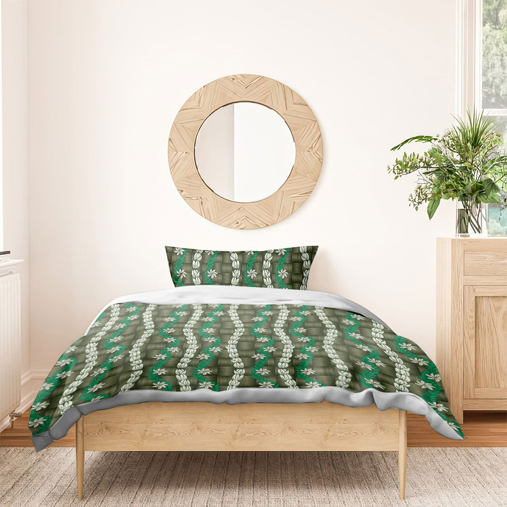 Pikake Maile Tiare Lei Bedding Set Omaomao Lauhala Pattern LT01 - Polynesian Pride