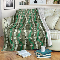Pikake Maile Tiare Lei Blanket Omaomao Lauhala Pattern LT01 Green - Polynesian Pride