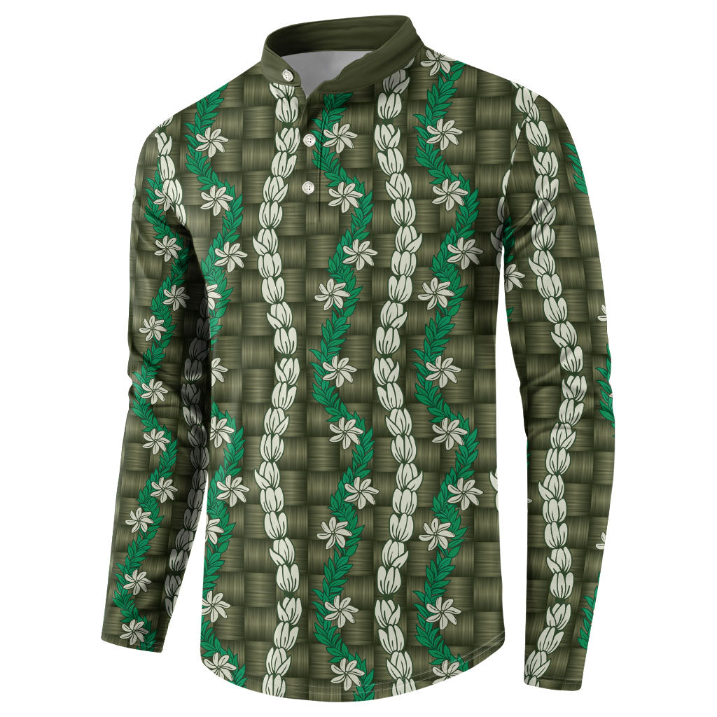 Pikake Maile Tiare Lei Button Sweatshirt Omaomao Lauhala Pattern LT01 - Polynesian Pride