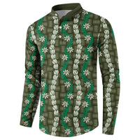 Pikake Maile Tiare Lei Button Sweatshirt Omaomao Lauhala Pattern LT01 - Polynesian Pride