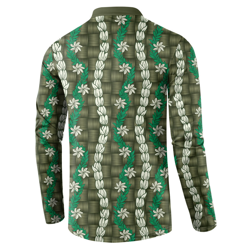 Pikake Maile Tiare Lei Button Sweatshirt Omaomao Lauhala Pattern LT01 - Polynesian Pride