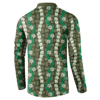 Pikake Maile Tiare Lei Button Sweatshirt Omaomao Lauhala Pattern LT01 - Polynesian Pride