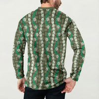 Pikake Maile Tiare Lei Button Sweatshirt Omaomao Lauhala Pattern LT01 - Polynesian Pride