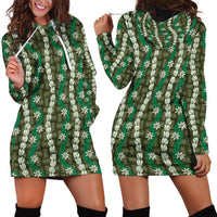Pikake Maile Tiare Lei Hoodie Dress Omaomao Lauhala Pattern LT01 - Polynesian Pride