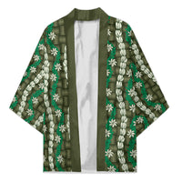 Pikake Maile Tiare Lei Kimono Omaomao Lauhala Pattern LT01 Unisex Green - Polynesian Pride
