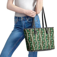 Pikake Maile Tiare Lei Leather Tote Bag Omaomao Lauhala Pattern LT01 - Polynesian Pride