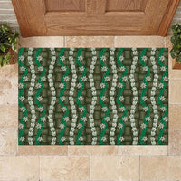 Pikake Maile Tiare Lei Rubber Doormat Omaomao Lauhala Pattern LT01 Green - Polynesian Pride