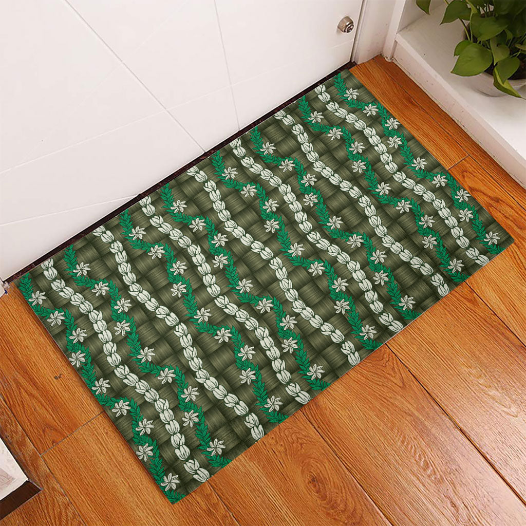 Pikake Maile Tiare Lei Rubber Doormat Omaomao Lauhala Pattern LT01 - Polynesian Pride