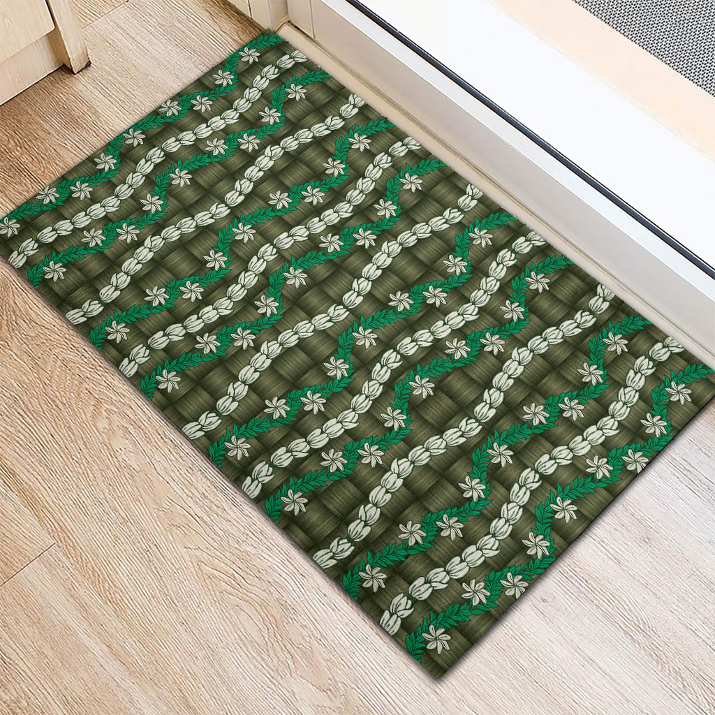 Pikake Maile Tiare Lei Rubber Doormat Omaomao Lauhala Pattern LT01 - Polynesian Pride