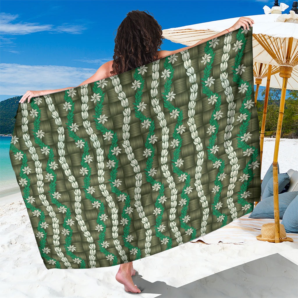 Pikake Maile Tiare Lei Sarong Omaomao Lauhala Pattern LT01 One Size 44 x 66 inches Green - Polynesian Pride