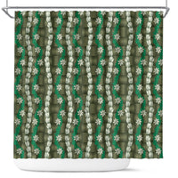 Pikake Maile Tiare Lei Shower Curtain Omaomao Lauhala Pattern LT01 Green - Polynesian Pride