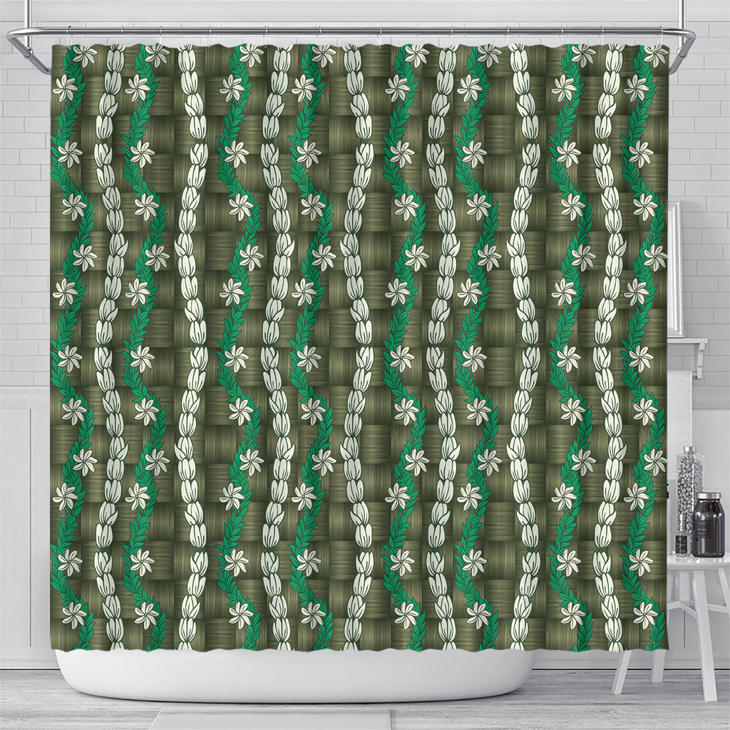 Pikake Maile Tiare Lei Shower Curtain Omaomao Lauhala Pattern LT01 - Polynesian Pride