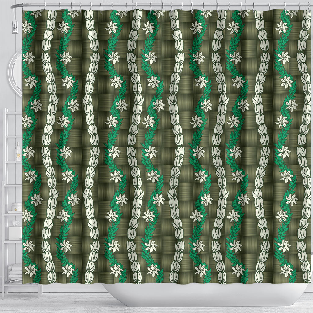 Pikake Maile Tiare Lei Shower Curtain Omaomao Lauhala Pattern LT01 - Polynesian Pride