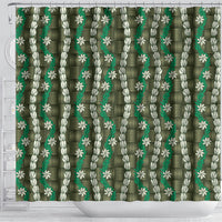 Pikake Maile Tiare Lei Shower Curtain Omaomao Lauhala Pattern LT01 - Polynesian Pride