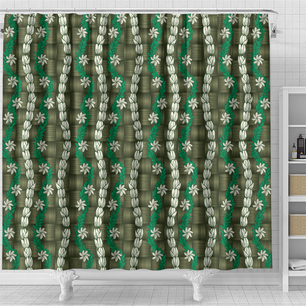 Pikake Maile Tiare Lei Shower Curtain Omaomao Lauhala Pattern LT01 - Polynesian Pride