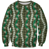 Pikake Maile Tiare Lei Sweatshirt Omaomao Lauhala Pattern LT01 Unisex Green - Polynesian Pride