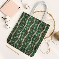 Pikake Maile Tiare Lei Tote Bag Omaomao Lauhala Pattern LT01 White Strap One Size Green - Polynesian Pride