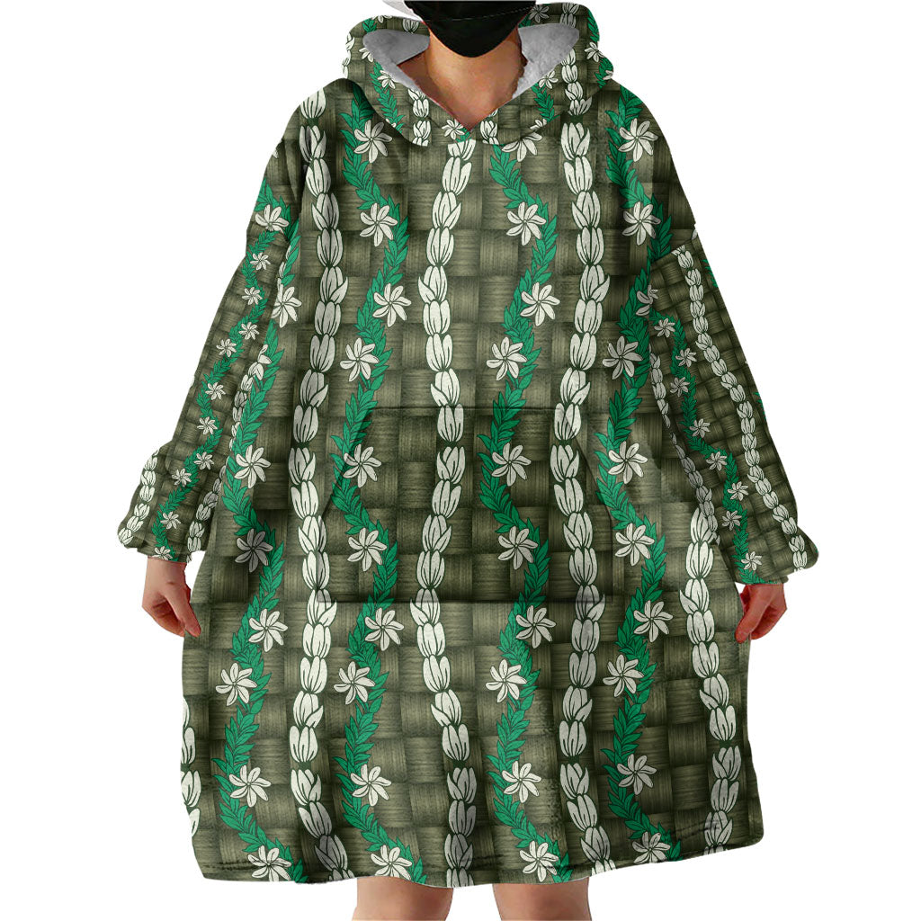 Pikake Maile Tiare Lei Wearable Blanket Hoodie Omaomao Lauhala Pattern LT01 - Polynesian Pride