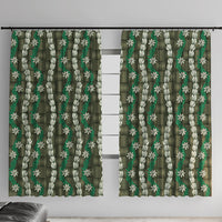 Pikake Maile Tiare Lei Window Curtain Omaomao Lauhala Pattern LT01 With Hooks Green - Polynesian Pride