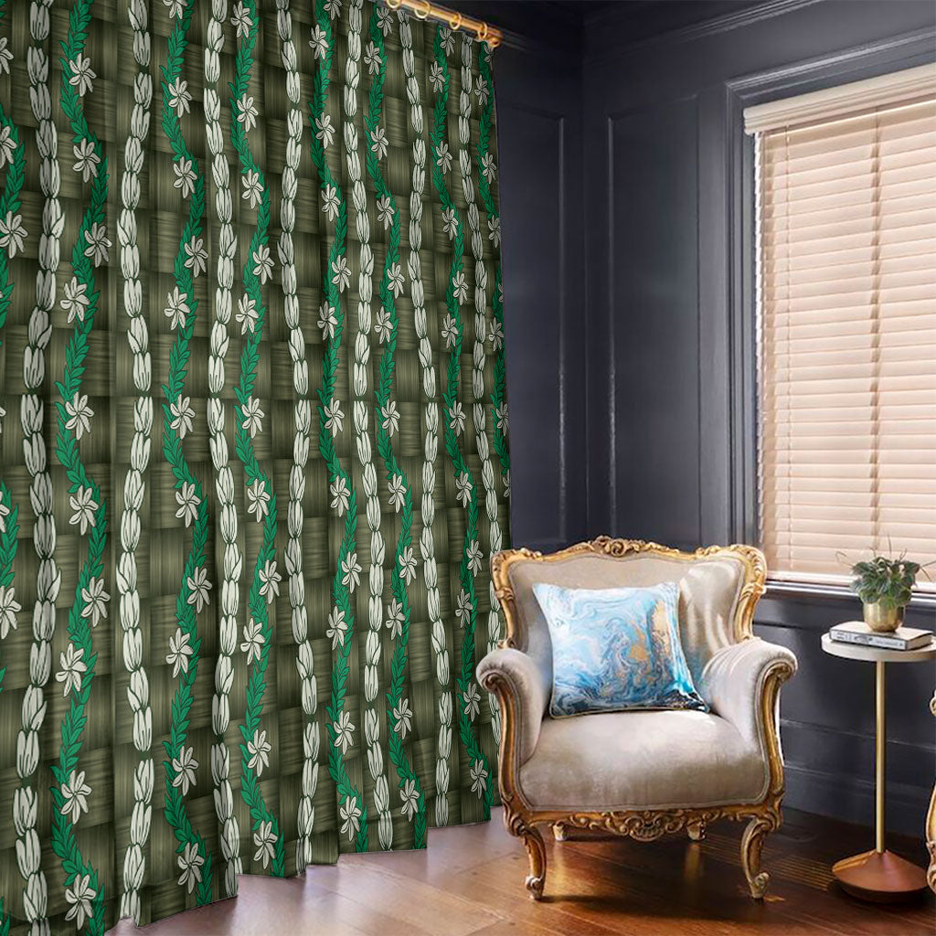Pikake Maile Tiare Lei Window Curtain Omaomao Lauhala Pattern LT01 - Polynesian Pride