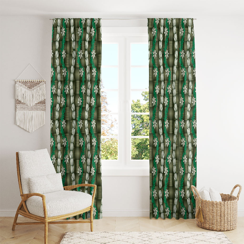Pikake Maile Tiare Lei Window Curtain Omaomao Lauhala Pattern LT01 - Polynesian Pride