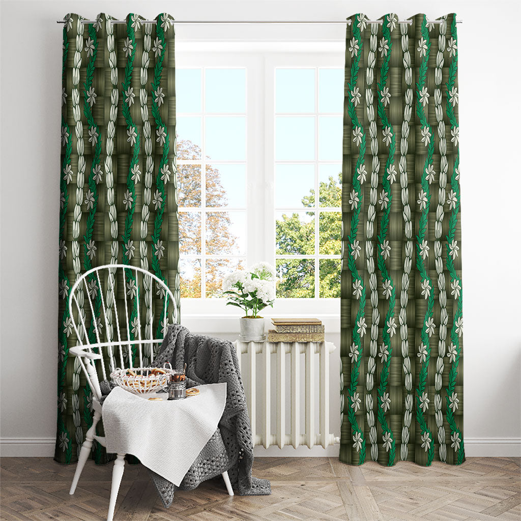 Pikake Maile Tiare Lei Window Curtain Omaomao Lauhala Pattern LT01 - Polynesian Pride