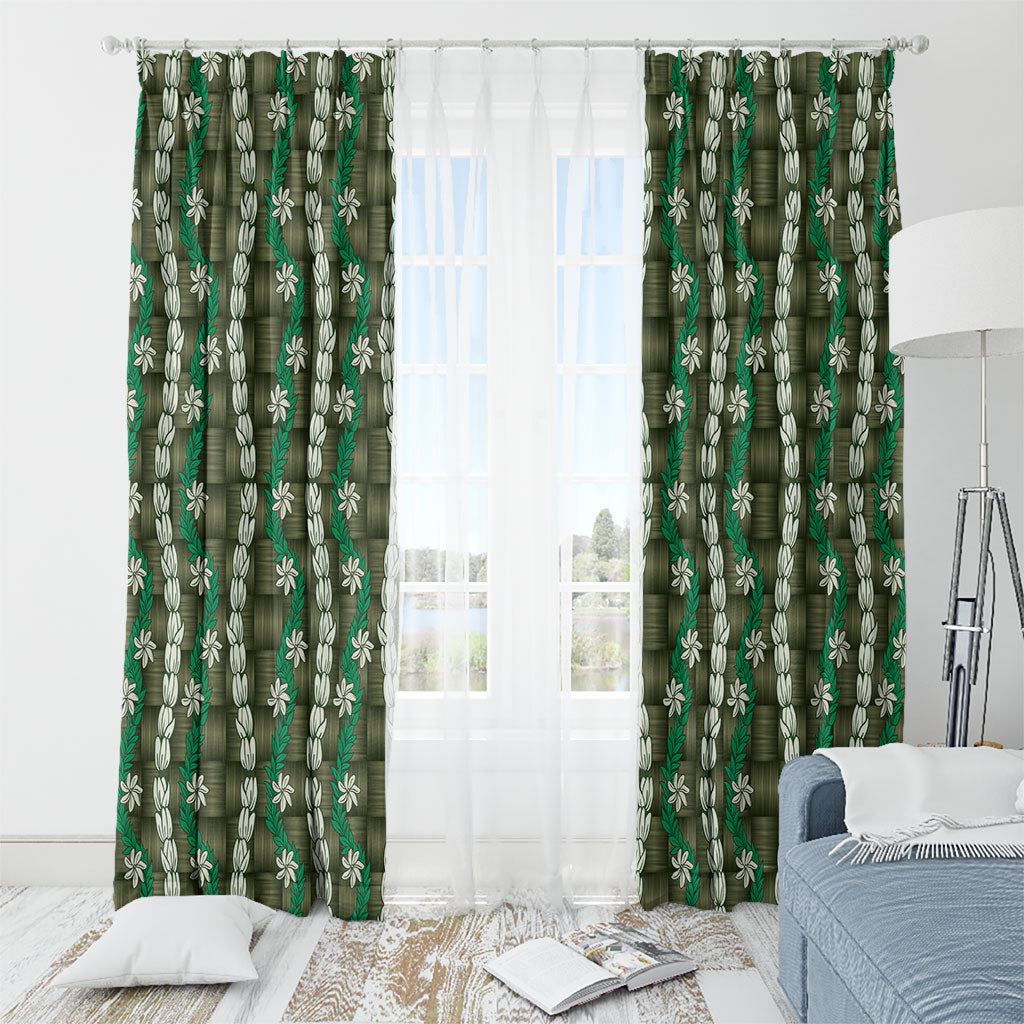 Pikake Maile Tiare Lei Window Curtain Omaomao Lauhala Pattern LT01 - Polynesian Pride